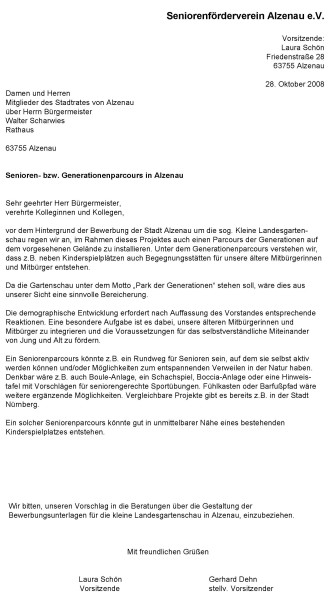 Seniorenparcours Antrag