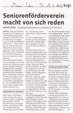 Pressebericht Juni 2009 "Seniorenförderverein macht von sich reden"