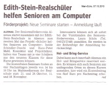 Edith-Stein-Realschüler helfen Senioren am Computer